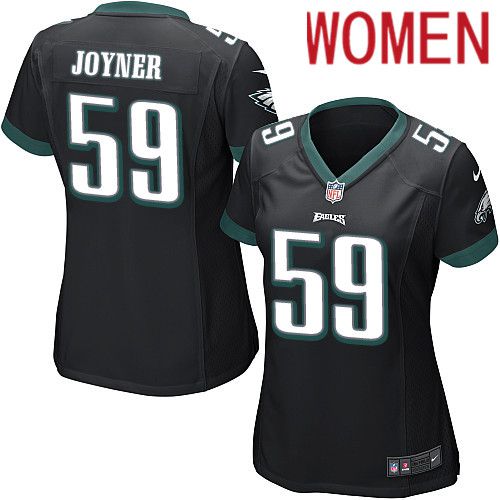 Cheap Women Philadelphia Eagles 59 Seth Joyner Nike Black Game NFL Jersey
